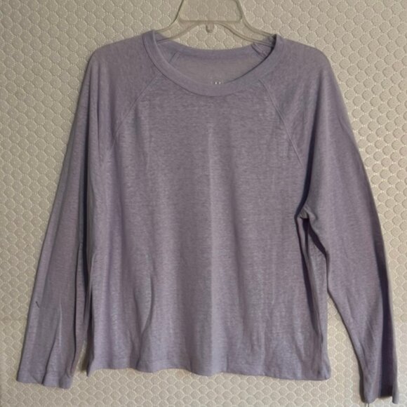 NWT A New Day Women's  Lavender Long Sleeve Linen Top Round Neck Size L - Picture 1 of 7